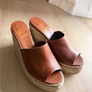 Christian Louboutin Tan Leather Wedges